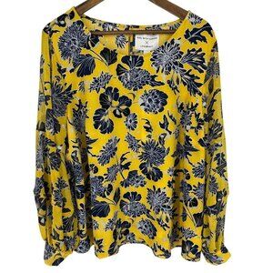Girl with Curves X Lane Bryant Colab Floral Blouse with Puff Sleeves Size 22